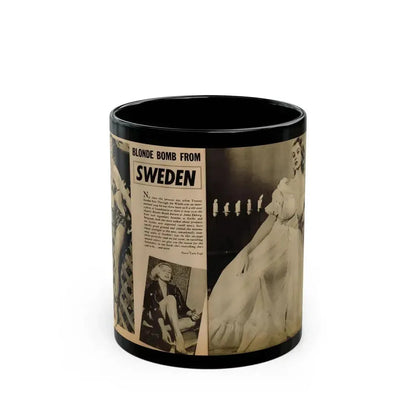 Anita Ekberg #318 - 2 Pages, 3 B&W Photos & Brief Article from Glamorous Models Mag. May '54 (Vintage Female Icon) Black Coffee Mug 11oz - Go Mug Yourself