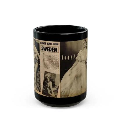 Anita Ekberg #318 - 2 Pages, 3 B&W Photos & Brief Article from Glamorous Models Mag. May '54 (Vintage Female Icon) Black Coffee Mug 15oz - Go Mug Yourself