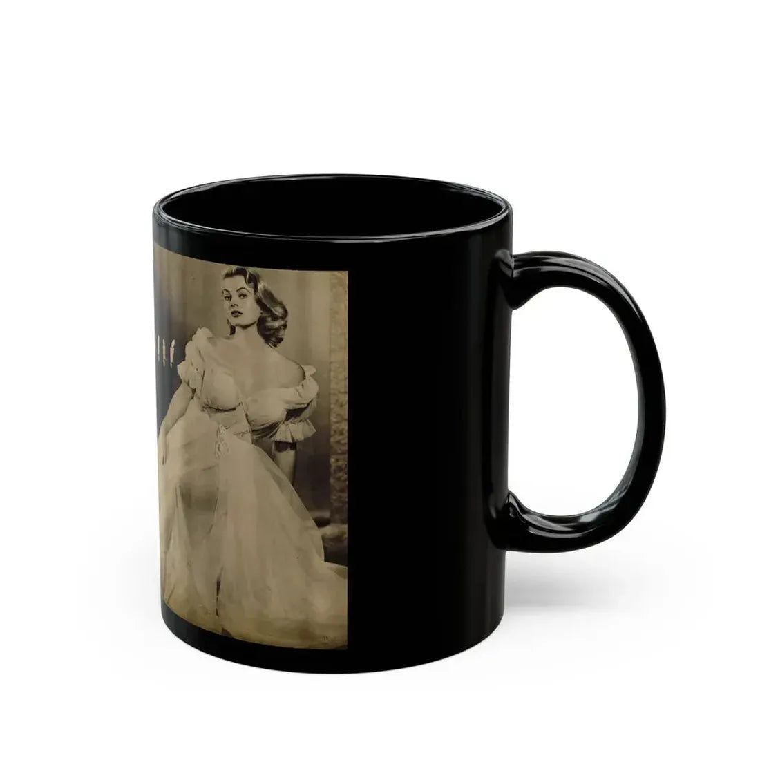 Anita Ekberg #318 - 2 Pages, 3 B&W Photos & Brief Article from Glamorous Models Mag. May '54 (Vintage Female Icon) Black Coffee Mug - Go Mug Yourself