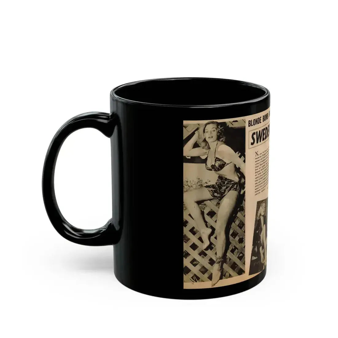 Anita Ekberg #318 - 2 Pages, 3 B&W Photos & Brief Article from Glamorous Models Mag. May '54 (Vintage Female Icon) Black Coffee Mug - Go Mug Yourself