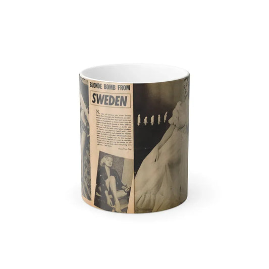 Anita Ekberg #318 - 2 Pages, 3 B&W Photos & Brief Article from Glamorous Models Mag. May '54 (Vintage Female Icon) Color Changing Mug 11oz 11oz - Go Mug Yourself