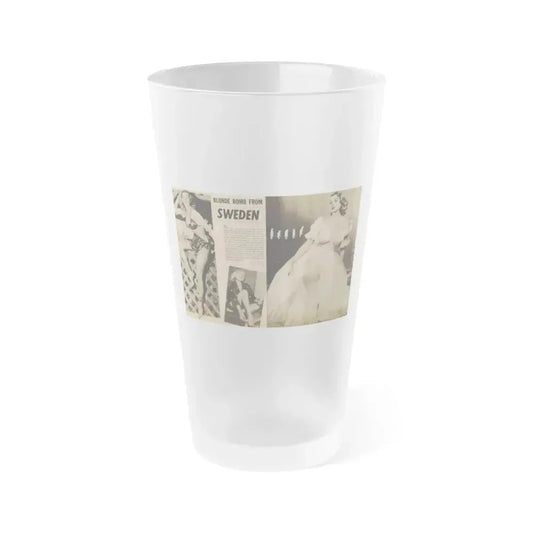 Anita Ekberg #318 - 2 Pages, 3 B&W Photos & Brief Article from Glamorous Models Mag. May '54 (Vintage Female Icon) Frosted Pint Glass 16oz 16oz Frosted - Go Mug Yourself