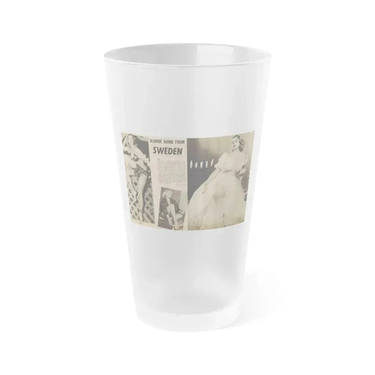 Anita Ekberg #318 - 2 Pages, 3 B&W Photos & Brief Article from Glamorous Models Mag. May '54 (Vintage Female Icon) Frosted Pint Glass 16oz 16oz Frosted - Go Mug Yourself