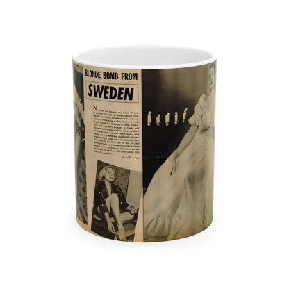 Anita Ekberg #318 - 2 Pages, 3 B&W Photos & Brief Article from Glamorous Models Mag. May '54 (Vintage Female Icon) White Coffee Mug 11oz - Go Mug Yourself