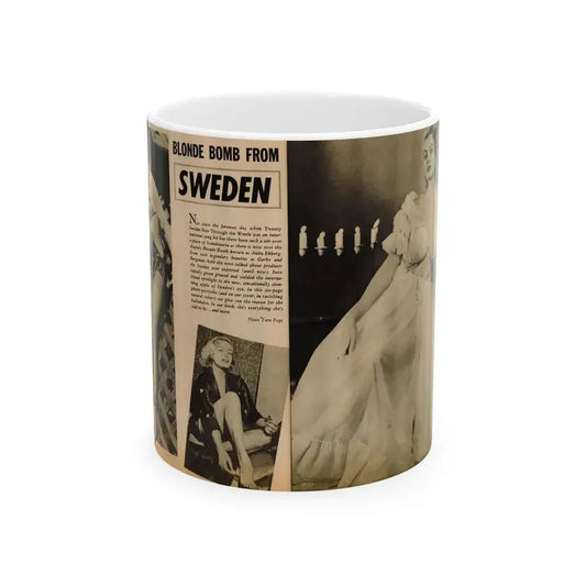 Anita Ekberg #318 - 2 Pages, 3 B&W Photos & Brief Article from Glamorous Models Mag. May '54 (Vintage Female Icon) White Coffee Mug 11oz - Go Mug Yourself