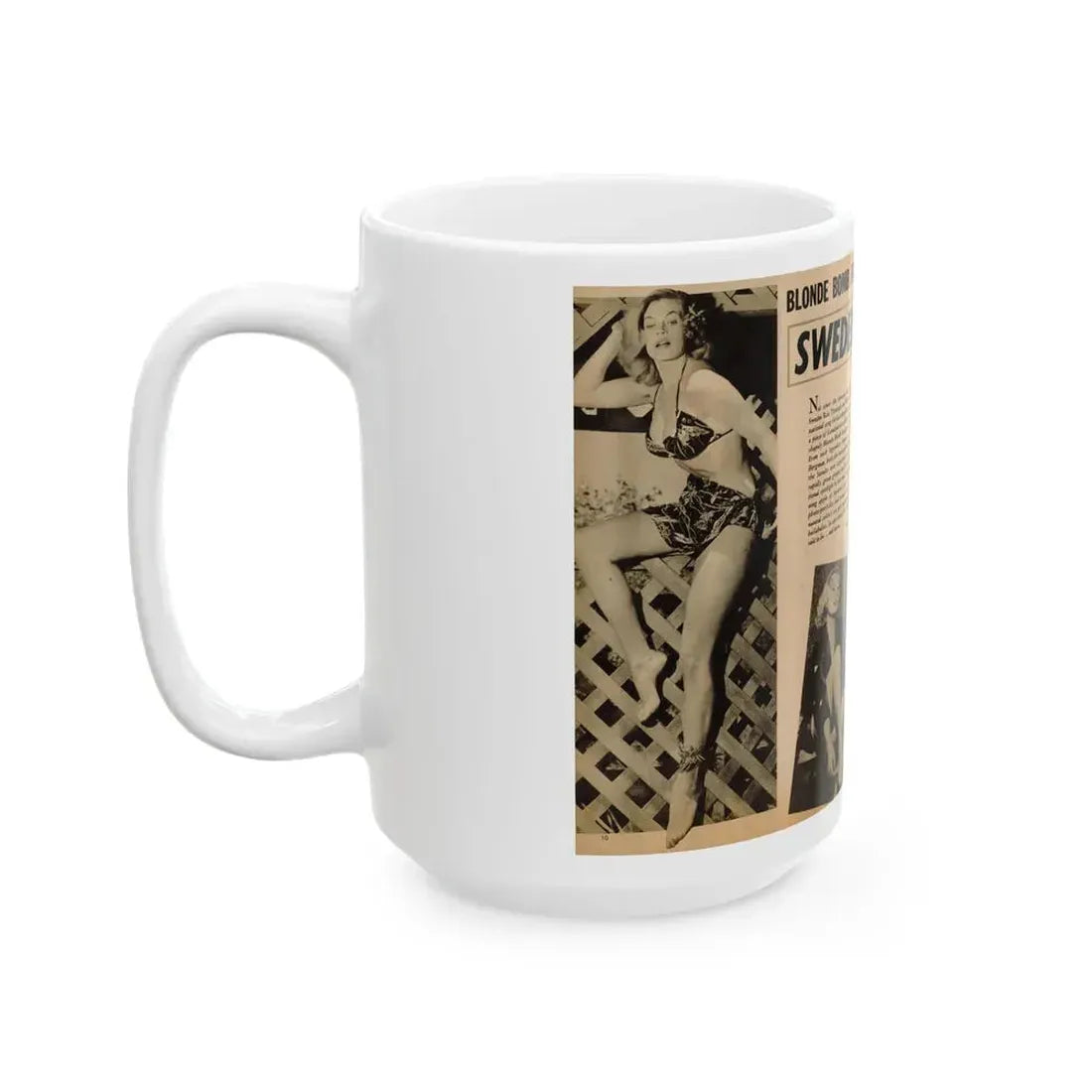 Anita Ekberg #318 - 2 Pages, 3 B&W Photos & Brief Article from Glamorous Models Mag. May '54 (Vintage Female Icon) White Coffee Mug - Go Mug Yourself