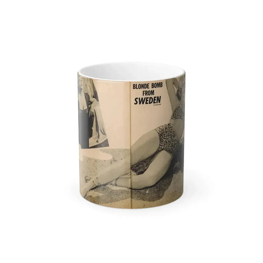 Anita Ekberg #319 - 2 Pages, 1 B&W Photo & 1 B&W Centerfold Photo from Glamorous Models Mag. May '54 (Vintage Female Icon) Color Changing Mug 11oz 11oz - Go Mug Yourself