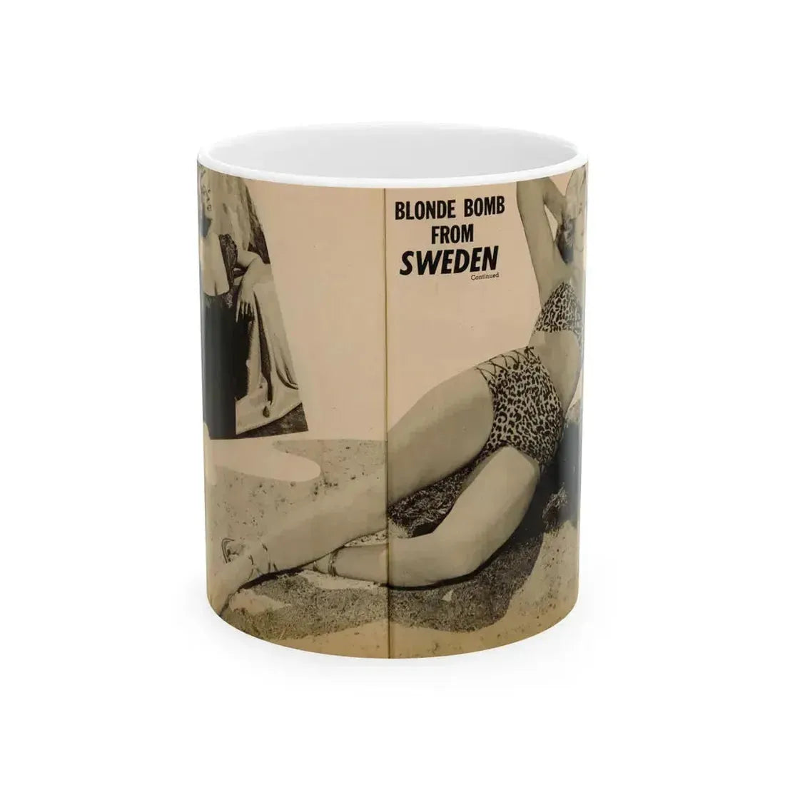 Anita Ekberg #319 - 2 Pages, 1 B&W Photo & 1 B&W Centerfold Photo from Glamorous Models Mag. May '54 (Vintage Female Icon) White Coffee Mug 11oz - Go Mug Yourself
