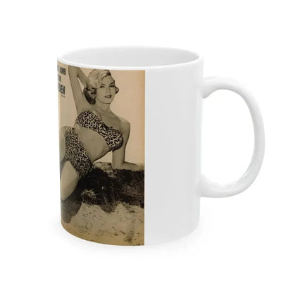 Anita Ekberg #319 - 2 Pages, 1 B&W Photo & 1 B&W Centerfold Photo from Glamorous Models Mag. May '54 (Vintage Female Icon) White Coffee Mug - Go Mug Yourself