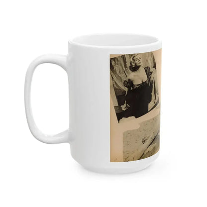 Anita Ekberg #319 - 2 Pages, 1 B&W Photo & 1 B&W Centerfold Photo from Glamorous Models Mag. May '54 (Vintage Female Icon) White Coffee Mug - Go Mug Yourself