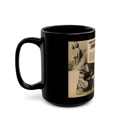 Anita Ekberg #320 - 2 Pages, 2 B&W Photos, 1 Full Page B&W Photo Brief Article concluded from Glamorous Models Mag. May '54 (Vintage Female Icon) Black Coffee Mug - Go Mug Yourself