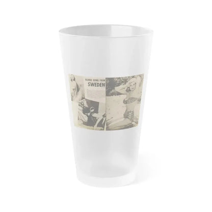 Anita Ekberg #320 - 2 Pages, 2 B&W Photos, 1 Full Page B&W Photo Brief Article concluded from Glamorous Models Mag. May '54 (Vintage Female Icon) Frosted Pint Glass 16oz - Go Mug Yourself