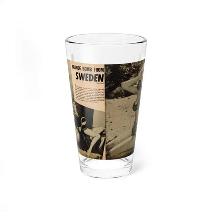 Anita Ekberg #320 - 2 Pages, 2 B&W Photos, 1 Full Page B&W Photo Brief Article concluded from Glamorous Models Mag. May '54 (Vintage Female Icon) Pint Glass 16oz 16oz - Go Mug Yourself