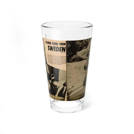 Anita Ekberg #320 - 2 Pages, 2 B&W Photos, 1 Full Page B&W Photo Brief Article concluded from Glamorous Models Mag. May '54 (Vintage Female Icon) Pint Glass 16oz 16oz - Go Mug Yourself