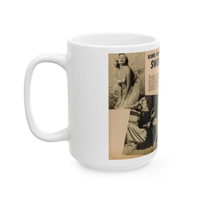 Anita Ekberg #320 - 2 Pages, 2 B&W Photos, 1 Full Page B&W Photo Brief Article concluded from Glamorous Models Mag. May '54 (Vintage Female Icon) White Coffee Mug - Go Mug Yourself