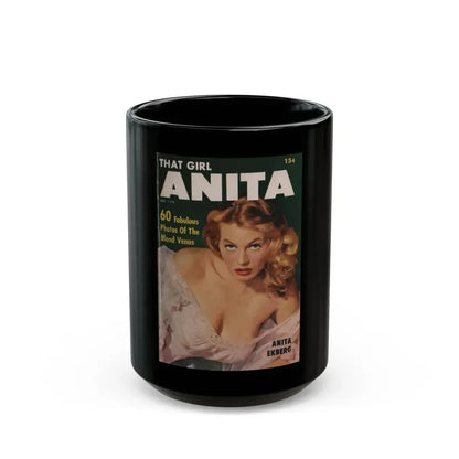 Anita Ekberg #324 - That Girl Anita Pocket Mag. '55 (Vintage Female Icon) Black Coffee Mug 15oz - Go Mug Yourself