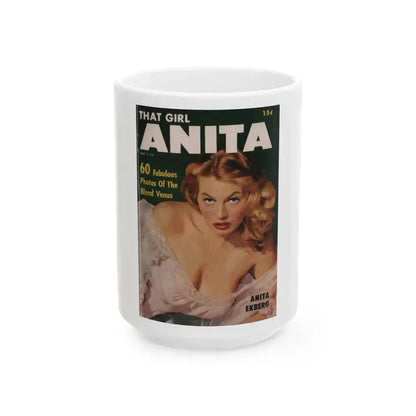Anita Ekberg #324 - That Girl Anita Pocket Mag. '55 (Vintage Female Icon) White Coffee Mug 15oz - Go Mug Yourself