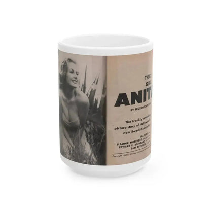 Anita Ekberg #325 - That Girl Anita Pocket Mag. '55 (Vintage Female Icon) White Coffee Mug 15oz - Go Mug Yourself