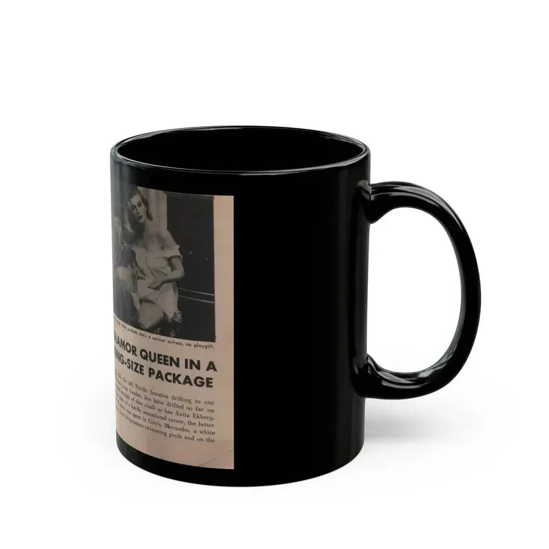 Anita Ekberg #326 - That Girl Anita Pocket Mag. '55 (Vintage Female Icon) Black Coffee Mug - Go Mug Yourself
