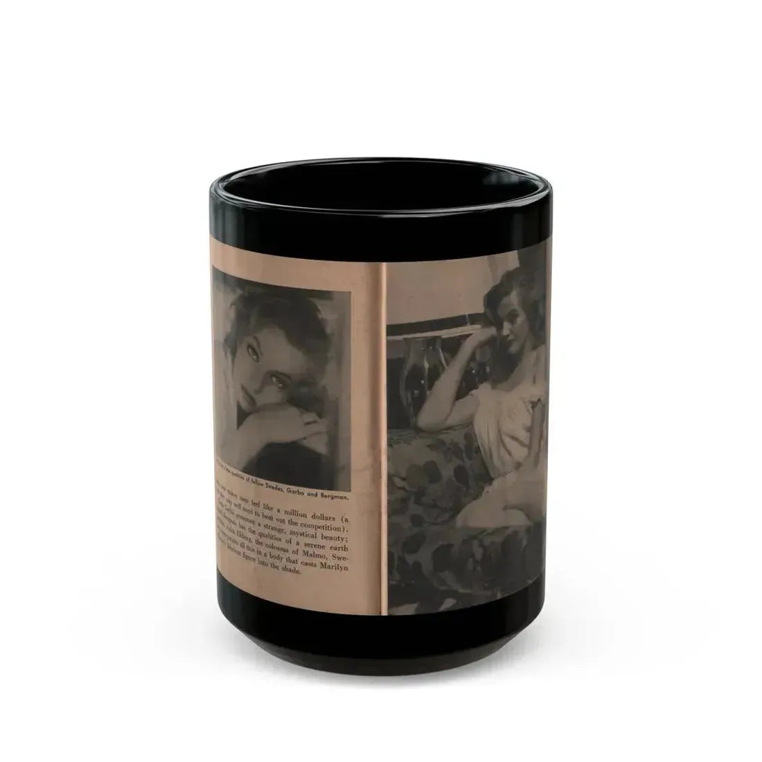 Anita Ekberg #329 - That Girl Anita Pocket Mag. '55 (Vintage Female Icon) Black Coffee Mug 15oz - Go Mug Yourself