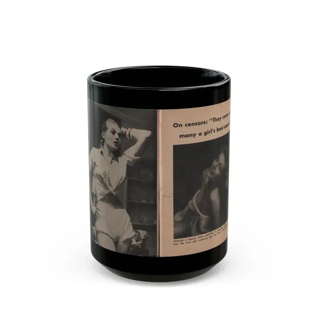 Anita Ekberg #330 - That Girl Anita Pocket Mag. '55 (Vintage Female Icon) Black Coffee Mug 15oz - Go Mug Yourself