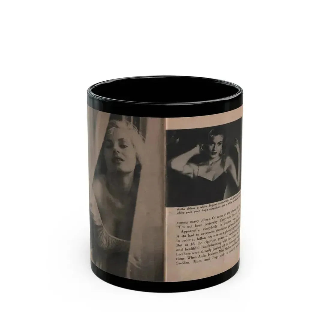 Anita Ekberg #332 - That Girl Anita Pocket Mag. '55 (Vintage Female Icon) Black Coffee Mug 11oz - Go Mug Yourself