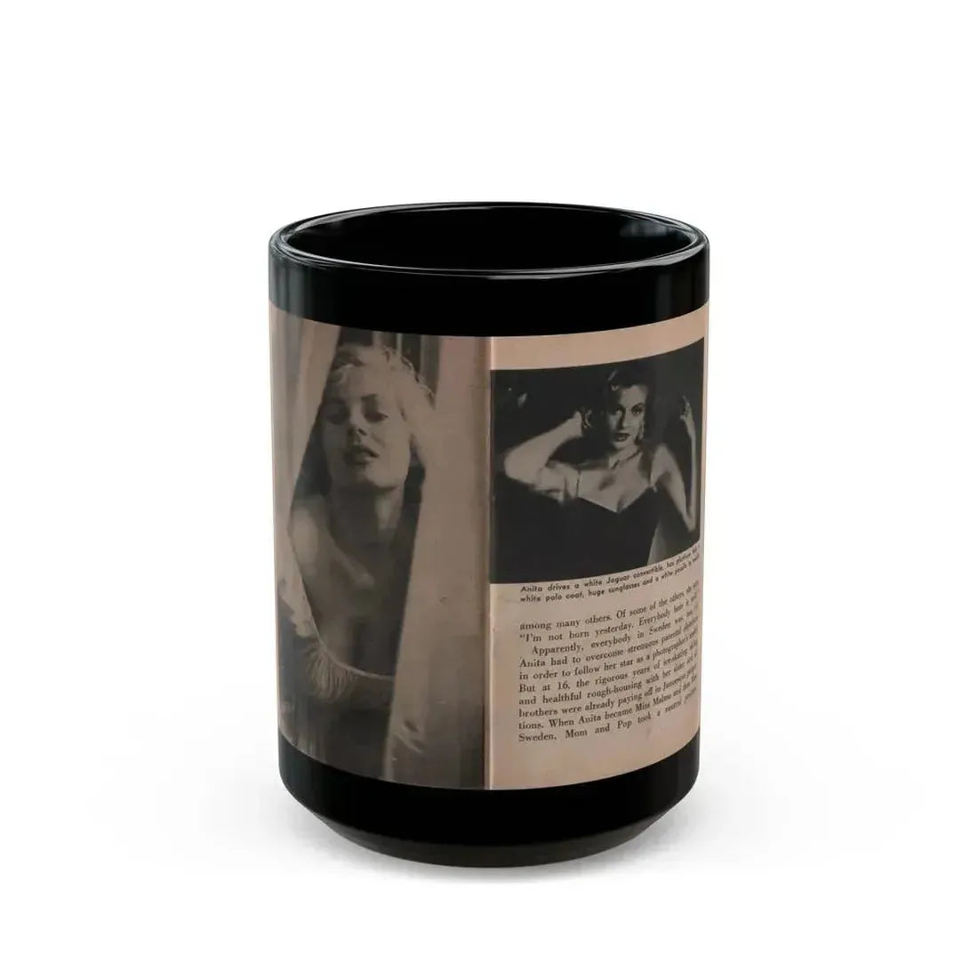 Anita Ekberg #332 - That Girl Anita Pocket Mag. '55 (Vintage Female Icon) Black Coffee Mug 15oz - Go Mug Yourself