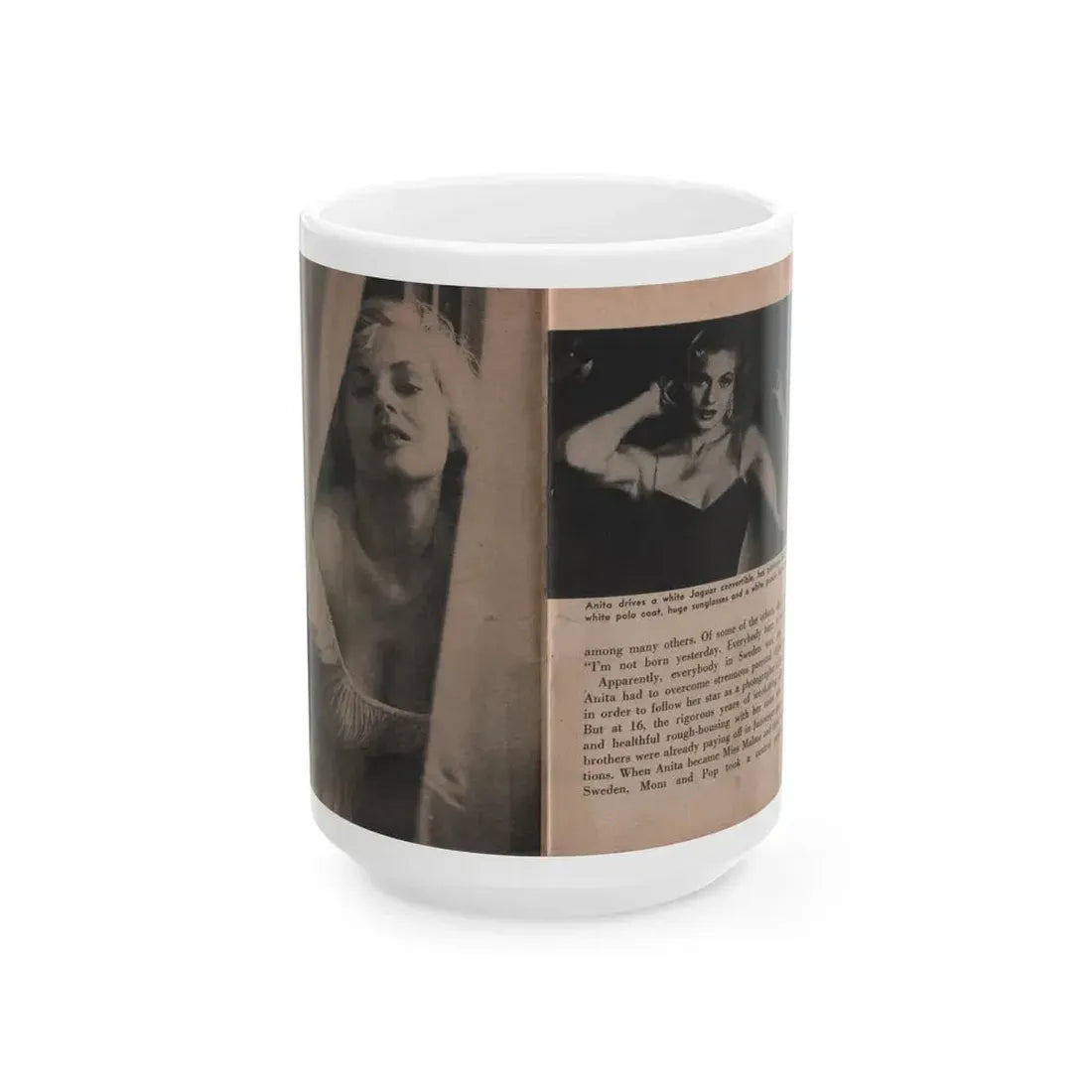 Anita Ekberg #332 - That Girl Anita Pocket Mag. '55 (Vintage Female Icon) White Coffee Mug 15oz - Go Mug Yourself