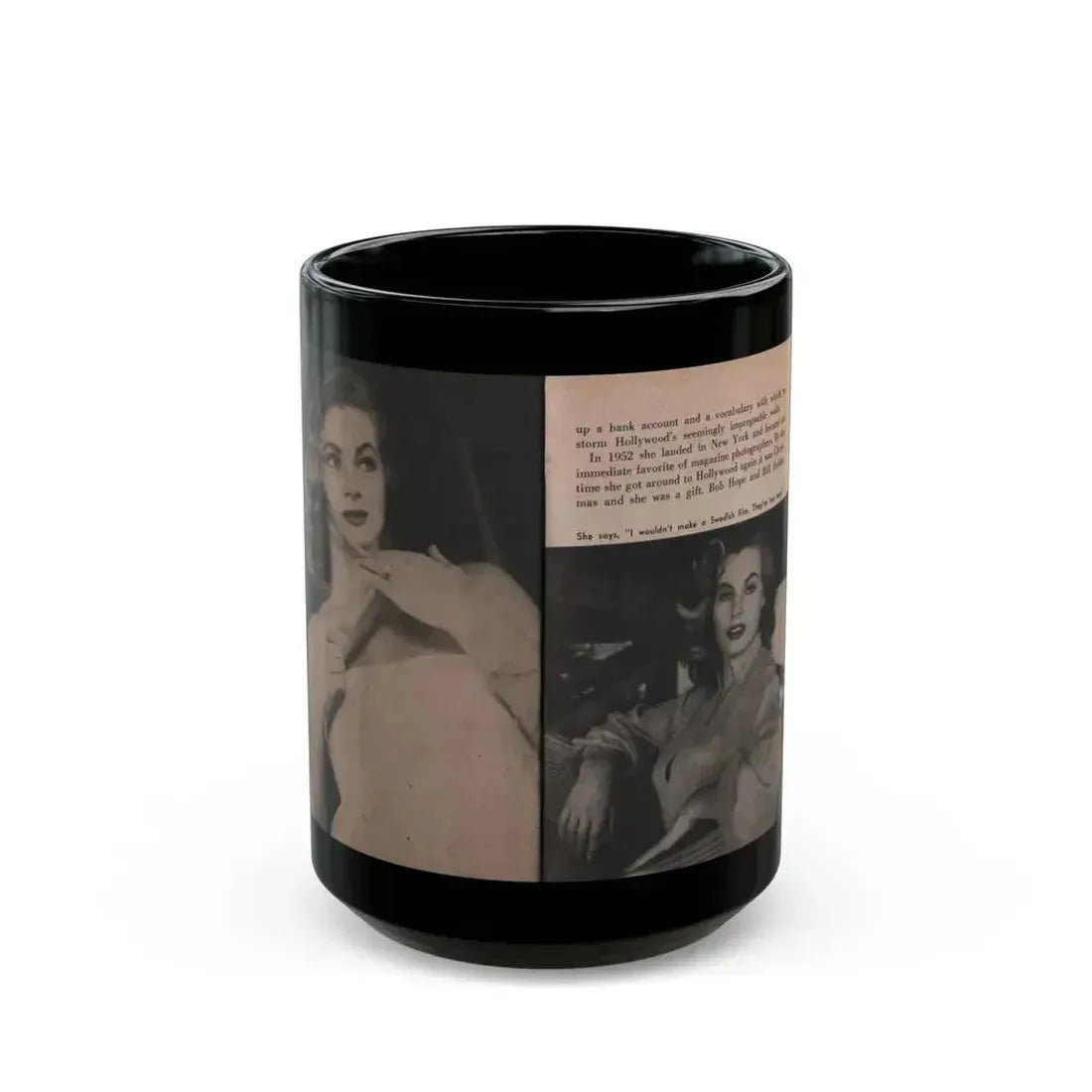 Anita Ekberg #339 - That Girl Anita Pocket Mag. '55 (Vintage Female Icon) Black Coffee Mug 15oz - Go Mug Yourself