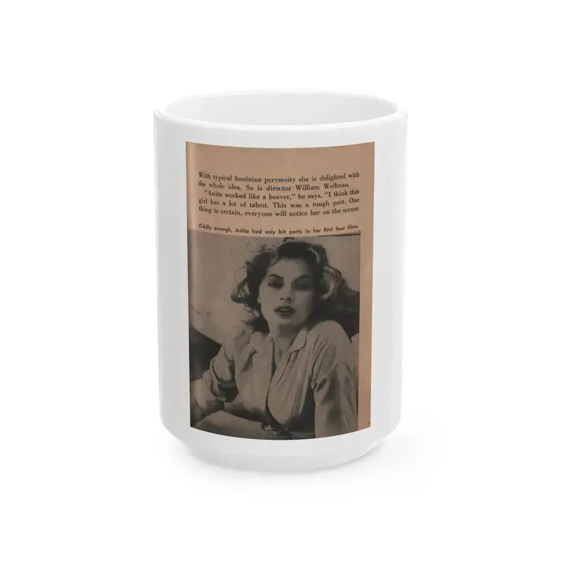 Anita Ekberg #347 - That Girl Anita Pocket Mag. '55 (Vintage Female Icon) White Coffee Mug 15oz - Go Mug Yourself
