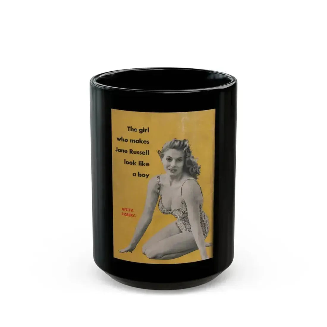 Anita Ekberg #351 - That Girl Anita '55 - Pocket Magazine (Vintage Female Icon) Black Coffee Mug 15oz - Go Mug Yourself