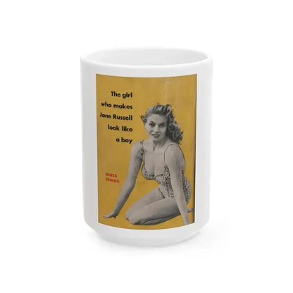 Anita Ekberg #351 - That Girl Anita '55 - Pocket Magazine (Vintage Female Icon) White Coffee Mug 15oz - Go Mug Yourself