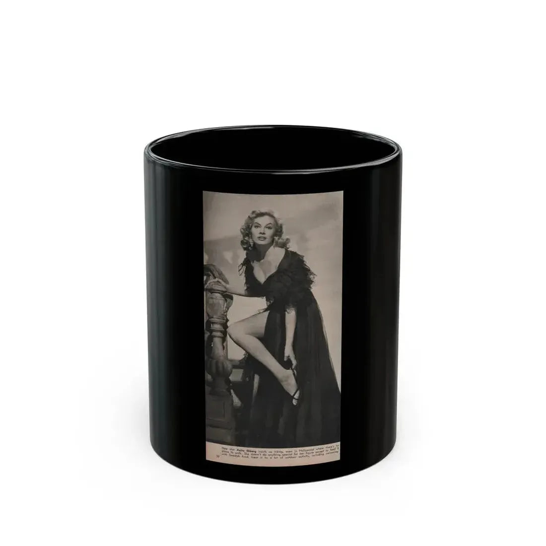 Anita Ekberg #352 - Modern Screen Mag. July '55 (Vintage Female Icon) Black Coffee Mug 11oz - Go Mug Yourself