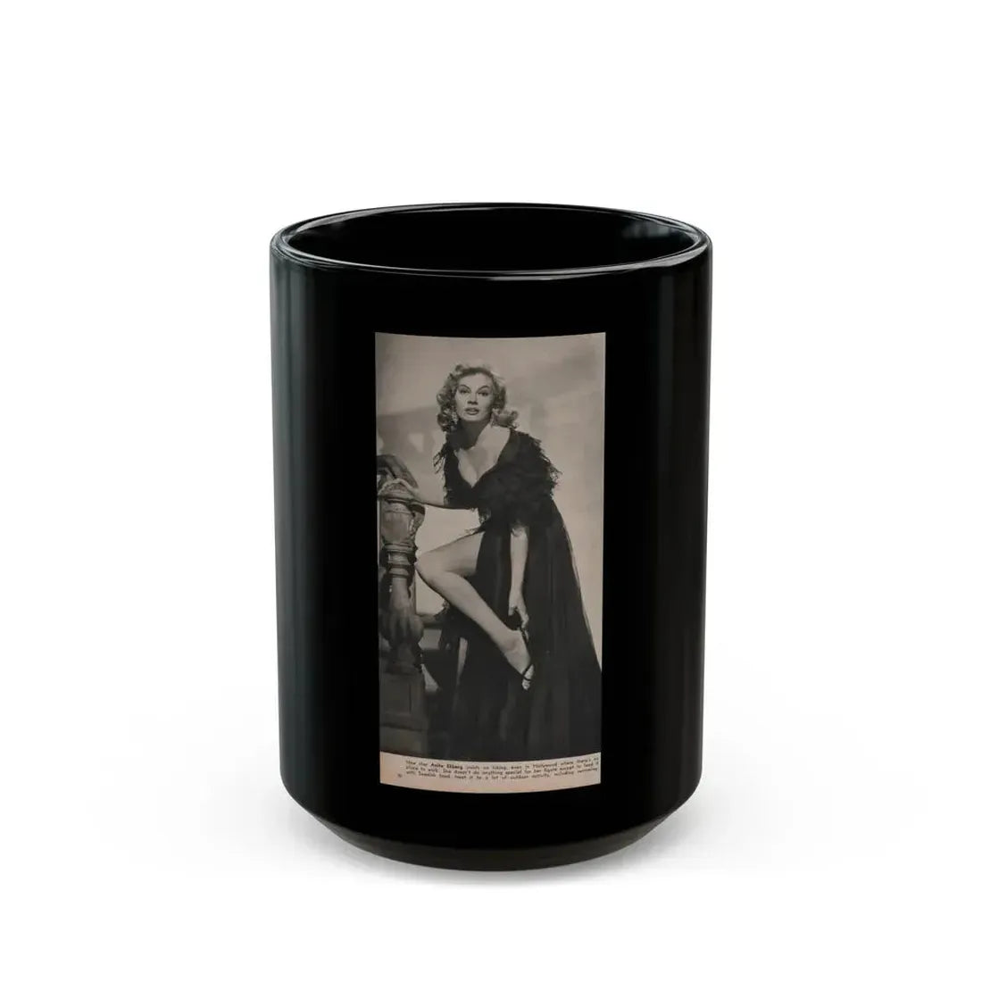 Anita Ekberg #352 - Modern Screen Mag. July '55 (Vintage Female Icon) Black Coffee Mug 15oz - Go Mug Yourself