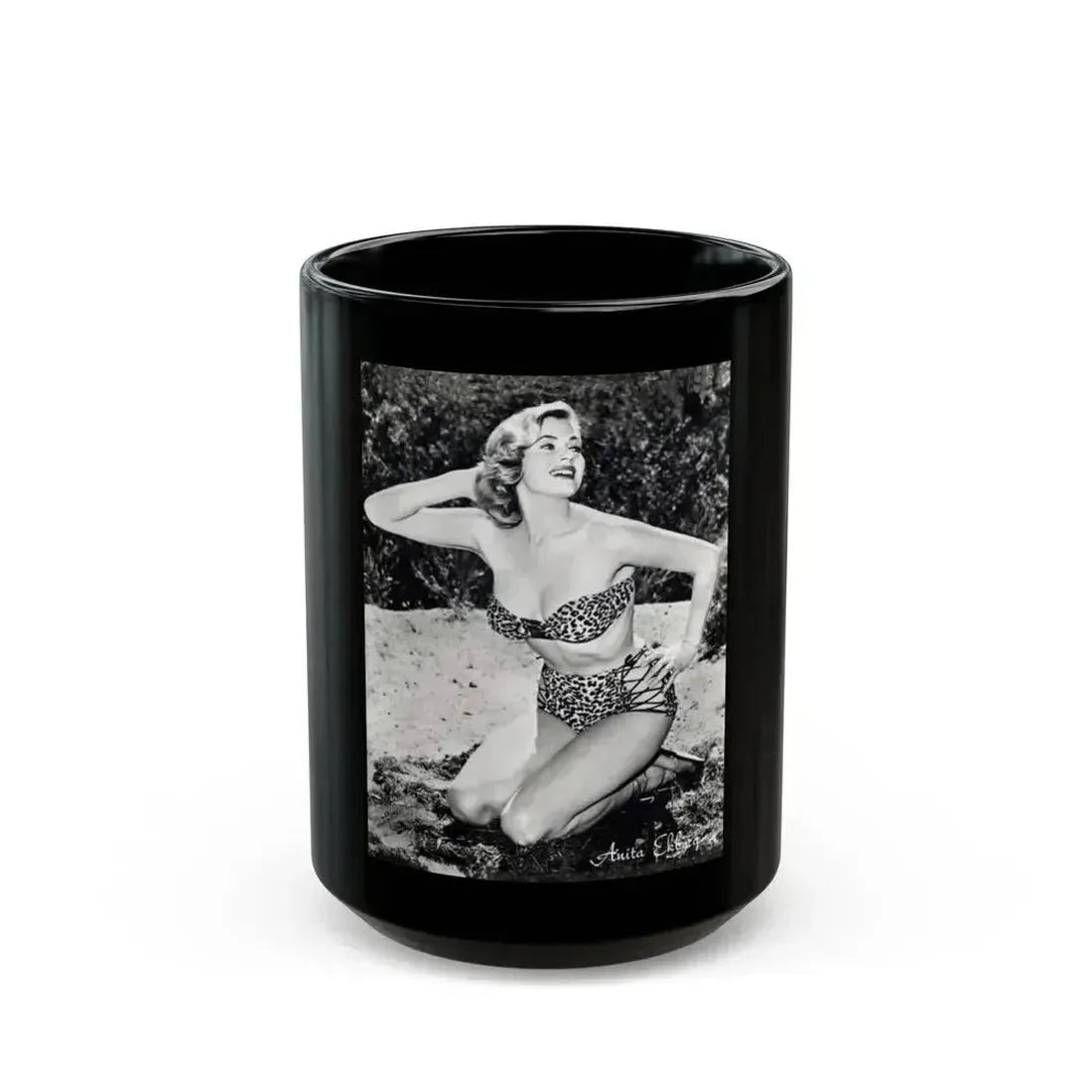Anita Ekberg #358 (Vintage Female Icon) Black Coffee Mug 15oz - Go Mug Yourself