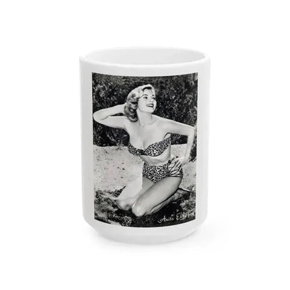 Anita Ekberg #358 (Vintage Female Icon) White Coffee Mug 15oz - Go Mug Yourself