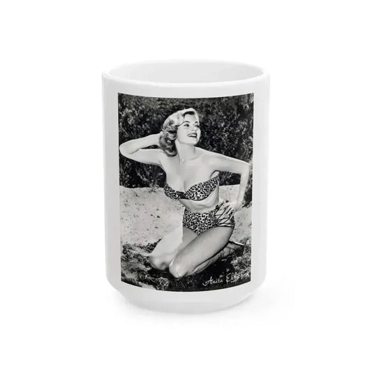 Anita Ekberg #358 (Vintage Female Icon) White Coffee Mug 15oz - Go Mug Yourself