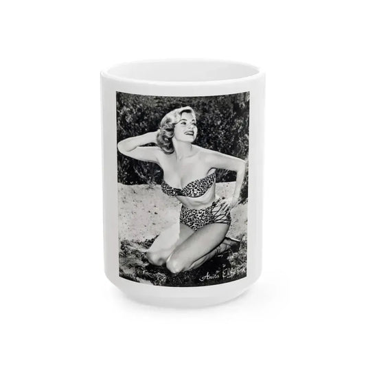 Anita Ekberg #358 (Vintage Female Icon) White Coffee Mug 15oz - Go Mug Yourself