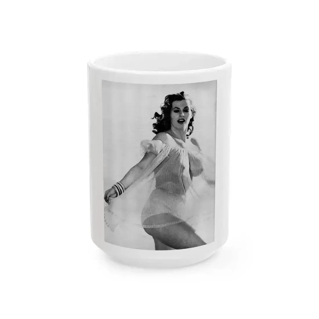 Anita Ekberg #361 - See through top (Vintage Female Icon) White Coffee Mug 15oz - Go Mug Yourself