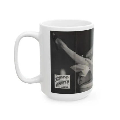 Anita Ekberg #390 - Femme Fatales Mag. Aug. '98 - 1 B&W Centerfold Photo (Vintage Female Icon) White Coffee Mug - Go Mug Yourself