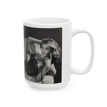 Anita Ekberg #390 - Femme Fatales Mag. Aug. '98 - 1 B&W Centerfold Photo (Vintage Female Icon) White Coffee Mug - Go Mug Yourself