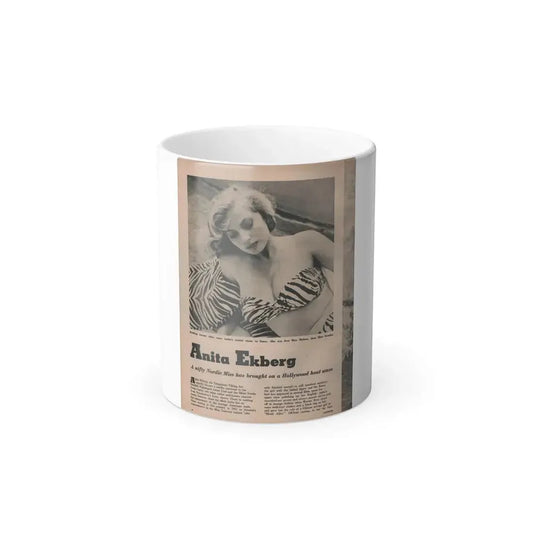 Anita Ekberg #391 - Fabulous Females Mag. Issue #1 '55 - 1 B&W & More (Vintage Female Icon) Color Changing Mug 11oz 11oz - Go Mug Yourself
