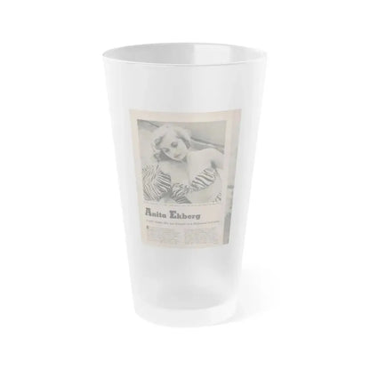 Anita Ekberg #391 - Fabulous Females Mag. Issue #1 '55 - 1 B&W & More (Vintage Female Icon) Frosted Pint Glass 16oz 16oz Frosted - Go Mug Yourself