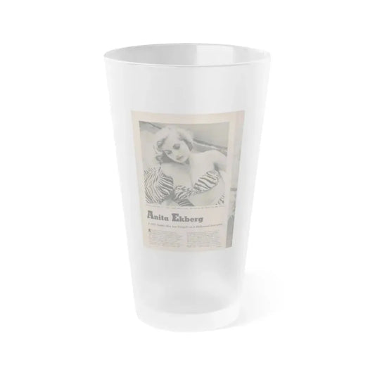Anita Ekberg #391 - Fabulous Females Mag. Issue #1 '55 - 1 B&W & More (Vintage Female Icon) Frosted Pint Glass 16oz 16oz Frosted - Go Mug Yourself