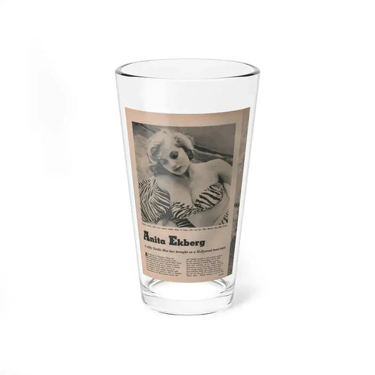 Anita Ekberg #391 - Fabulous Females Mag. Issue #1 '55 - 1 B&W & More (Vintage Female Icon) Pint Glass 16oz 16oz - Go Mug Yourself