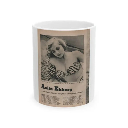 Anita Ekberg #391 - Fabulous Females Mag. Issue #1 '55 - 1 B&W & More (Vintage Female Icon) White Coffee Mug 11oz - Go Mug Yourself