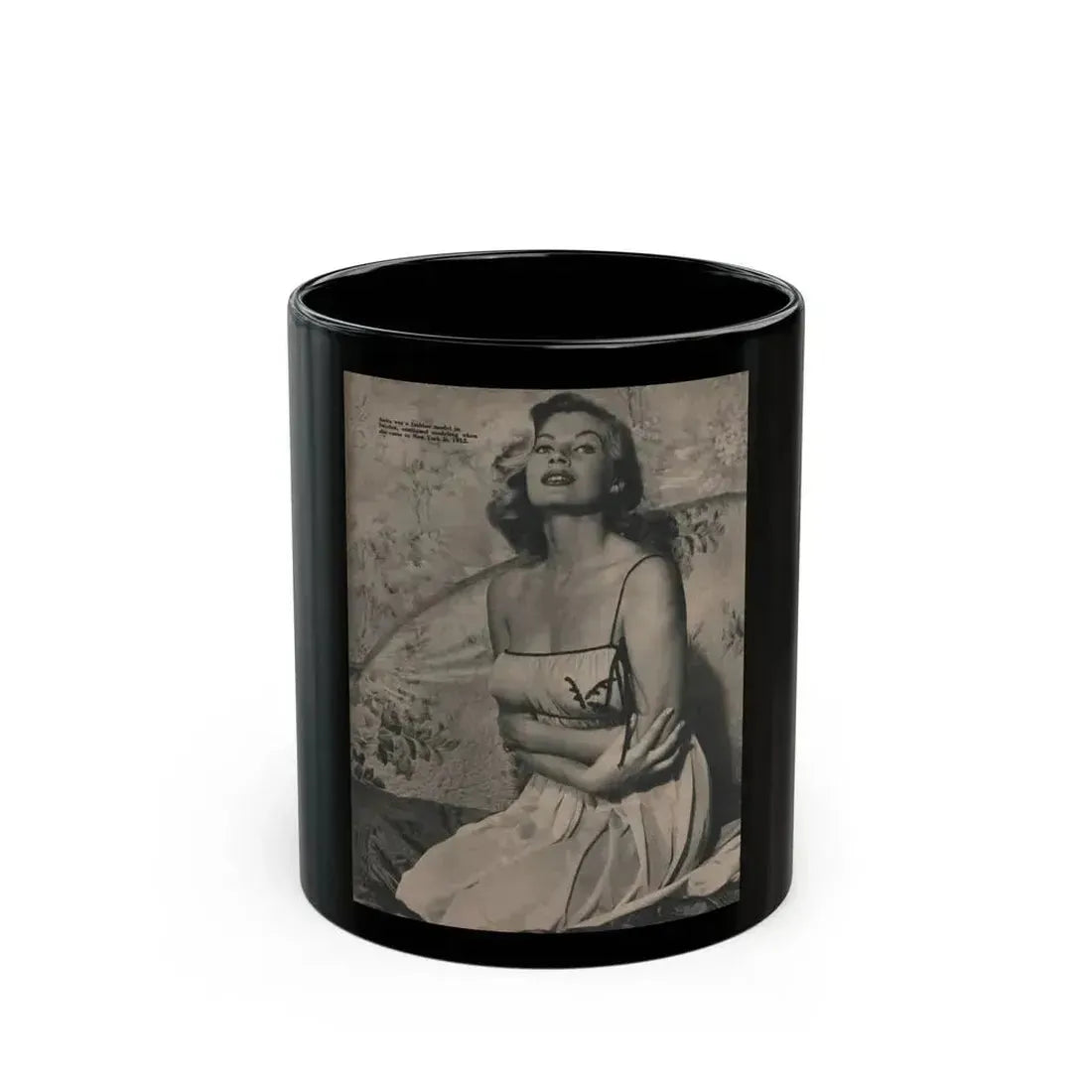 Anita Ekberg #392 - Fabulous Females Mag. Issue #1 '55 - 1 B&W Photo (Vintage Female Icon) Black Coffee Mug 11oz - Go Mug Yourself