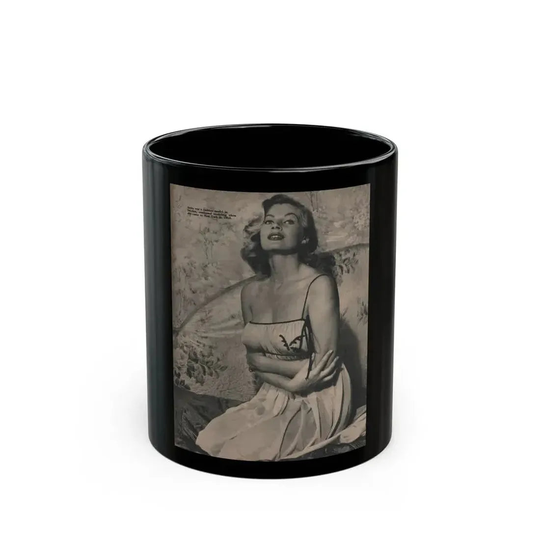 Anita Ekberg #392 - Fabulous Females Mag. Issue #1 '55 - 1 B&W Photo (Vintage Female Icon) Black Coffee Mug - Go Mug Yourself