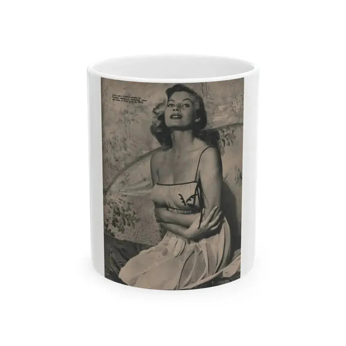 Anita Ekberg #392 - Fabulous Females Mag. Issue #1 '55 - 1 B&W Photo (Vintage Female Icon) White Coffee Mug 11oz - Go Mug Yourself