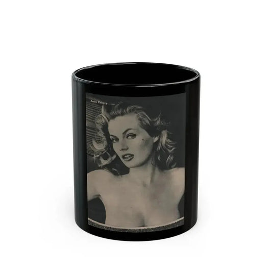 Anita Ekberg #393 - Fabulous Females Mag. Issue #1 '55 - 1 B&W Photo (Vintage Female Icon) Black Coffee Mug 11oz - Go Mug Yourself